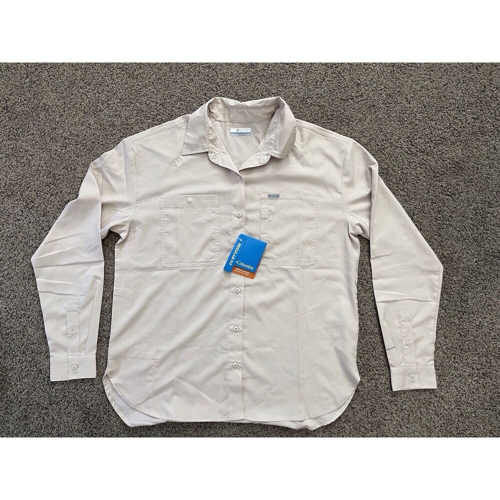 NWT Women’s Beige Columbia Silver Ridge Lite LS Vented Shirt Omni-shade Sz L